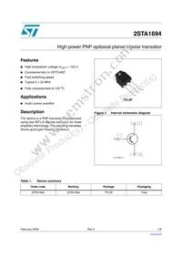 2STA1694 Datasheet Cover