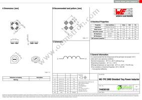 744030100 Datasheet Cover