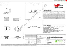 744306020 Datasheet Cover