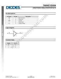 74AHC1GU04W5-7 Datasheet Page 2