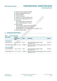 74AHCT259PW-Q100J Datasheet Page 2