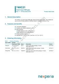 74HC21DB Datasheet Cover