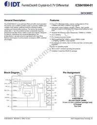 841604AGI-01LFT Datasheet Cover