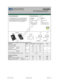 AON4605 Datasheet Cover