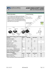 AOW12N60 Datasheet Cover