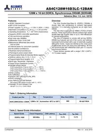 AS4C128M16D3LC-12BAN Datasheet Page 2