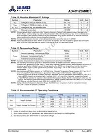 AS4C128M8D3-12BINTR Datasheet Page 21