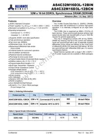 AS4C32M16D3L-12BCN Datasheet Page 2