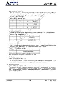 AS4C4M16S-6BINTR Datasheet Page 14