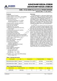 AS4C64M16D2A-25BINTR Datasheet Page 2