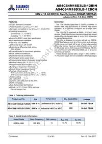 AS4C64M16D3LB-12BINTR Datasheet Page 2