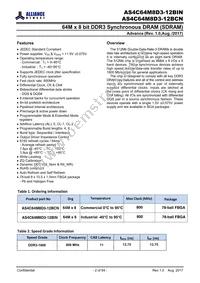 AS4C64M8D3-12BINTR Datasheet Page 2