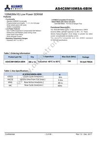AS4C8M16MSA-6BINTR Datasheet Page 2