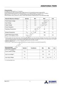 AS62V256A-70SINTR Datasheet Page 3