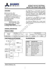 AS6C1616-55TINL Datasheet Page 2