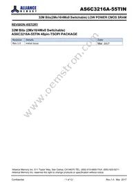 AS6C3216A-55TINTR Datasheet Cover