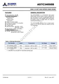 AS7C34098B-10TIN Datasheet Page 2