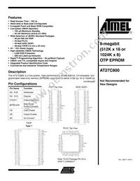 AT27C800-12RC Datasheet Cover