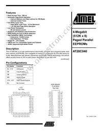 AT28C040-25LI Datasheet Cover