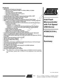 AT89C5131A-PLTUL Datasheet Cover