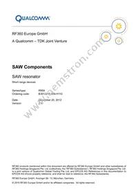 B39122R0959H110 Datasheet Cover