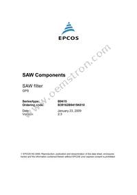 B39162B9415K610 Datasheet Cover