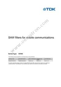 B39881B7845K410 Datasheet Cover