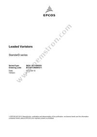 B72207S0600K311 Datasheet Cover