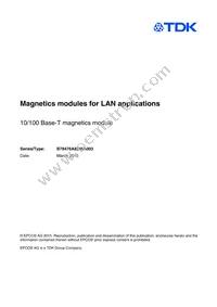 B78476A8245A003 Datasheet Cover