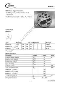 BCR 101T E6327 Datasheet Cover