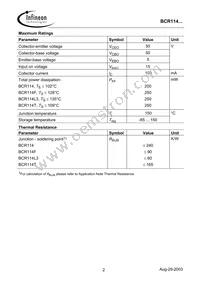 BCR 114T E6327 Datasheet Page 2