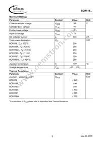BCR 119T E6327 Datasheet Page 2