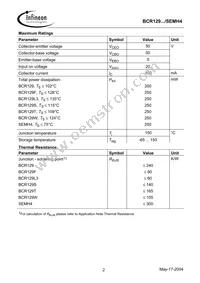 BCR 129T E6327 Datasheet Page 2