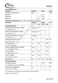BCR 139T E6327 Datasheet Page 2
