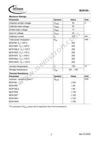 BCR 185T E6327 Datasheet Page 2