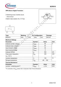 BCR 519 E6327 Datasheet Cover