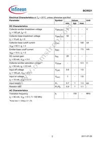 BCR521E6327HTSA1 Datasheet Page 2