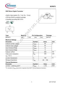 BCR573E6327HTSA1 Datasheet Cover