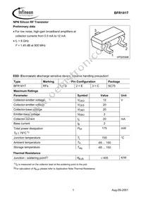 BFR 181T E6327 Datasheet Cover