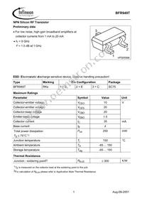 BFR 949T E6327 Datasheet Cover