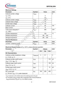 BFR750L3RHE6327XTSA1 Datasheet Page 2