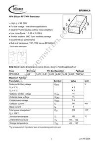 BFS 460L6 E6327 Datasheet Cover