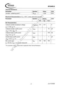 BFS 460L6 E6327 Datasheet Page 2