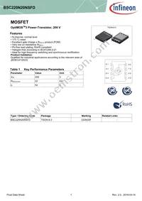 BSC220N20NSFDATMA1 Datasheet Cover