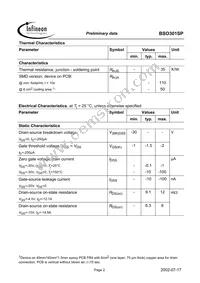 BSO301SPNTMA1 Datasheet Page 2