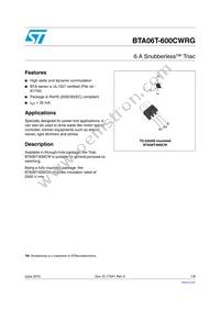 BTA06T-600CWRG Datasheet Cover