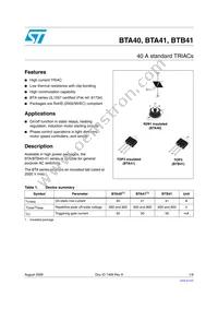 BTA41-400BRG Datasheet Cover