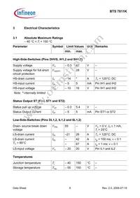BTS7811KDTMA1 Datasheet Page 8