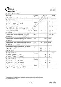 BTS949NKSA1 Datasheet Page 3