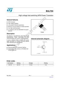 BUL704 Datasheet Cover